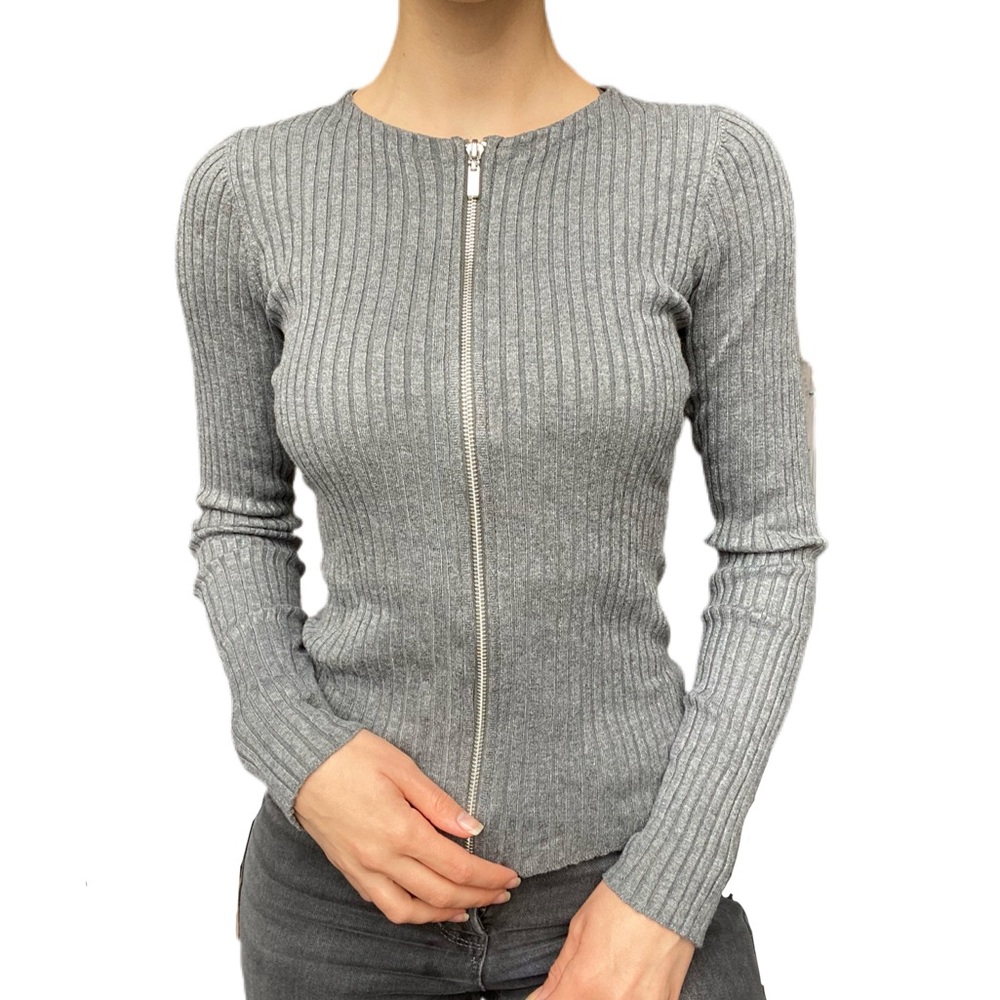 Express ribbed full zip up sweater